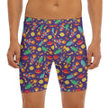 Space Rockets Pattern Print Men's Long Boxer Briefs