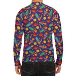 Space Rockets Pattern Print Men's Long Sleeve Rash Guard