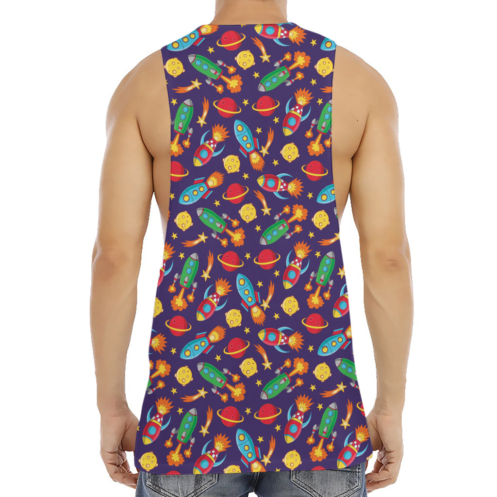 Space Rockets Pattern Print Men's Muscle Tank Top