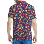 Space Rockets Pattern Print Men's Polo Shirt