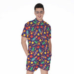 Space Rockets Pattern Print Men's Rompers