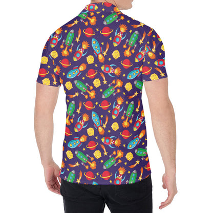 Space Rockets Pattern Print Men's Shirt
