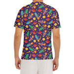 Space Rockets Pattern Print Men's Short Sleeve Rash Guard