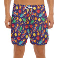 Space Rockets Pattern Print Men's Split Running Shorts