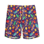 Space Rockets Pattern Print Men's Sports Shorts