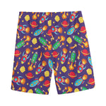 Space Rockets Pattern Print Men's Sports Shorts