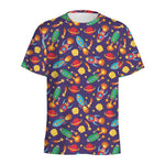 Space Rockets Pattern Print Men's Sports T-Shirt