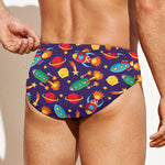 Space Rockets Pattern Print Men's Swim Briefs
