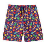 Space Rockets Pattern Print Men's Swim Trunks
