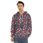 Space Rockets Pattern Print Men's Velvet Pullover Hoodie