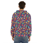 Space Rockets Pattern Print Men's Velvet Pullover Hoodie