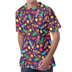 Space Rockets Pattern Print Men's Velvet T-Shirt