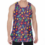 Space Rockets Pattern Print Men's Velvet Tank Top
