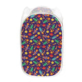 Space Rockets Pattern Print Mesh Laundry Hamper