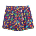 Space Rockets Pattern Print Mesh Shorts