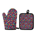 Space Rockets Pattern Print Oven Mitt And Pot Holder Set