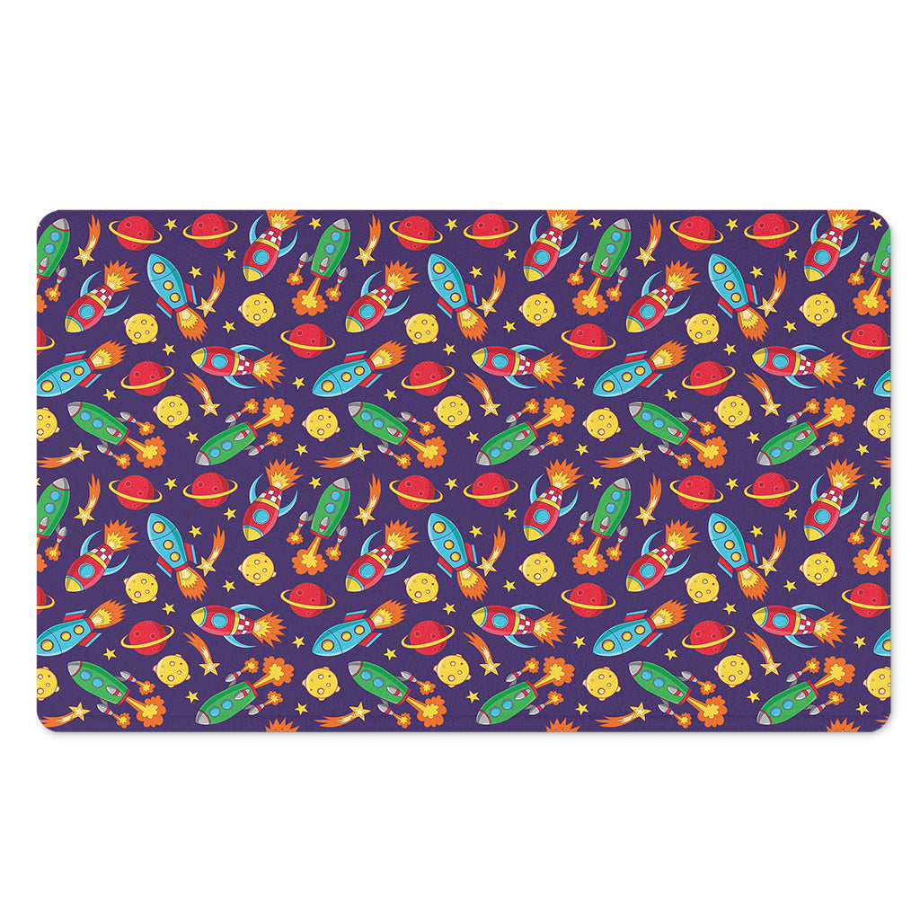Space Rockets Pattern Print Polyester Doormat