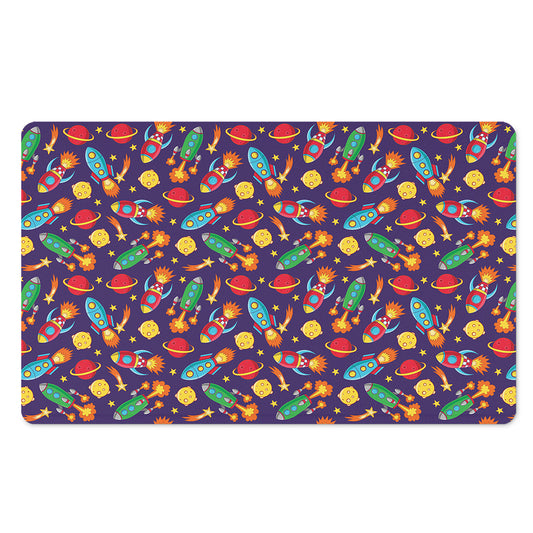 Space Rockets Pattern Print Polyester Doormat