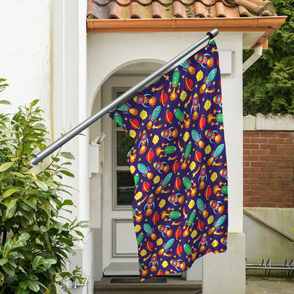 Space Rockets Pattern Print Polyester Flag