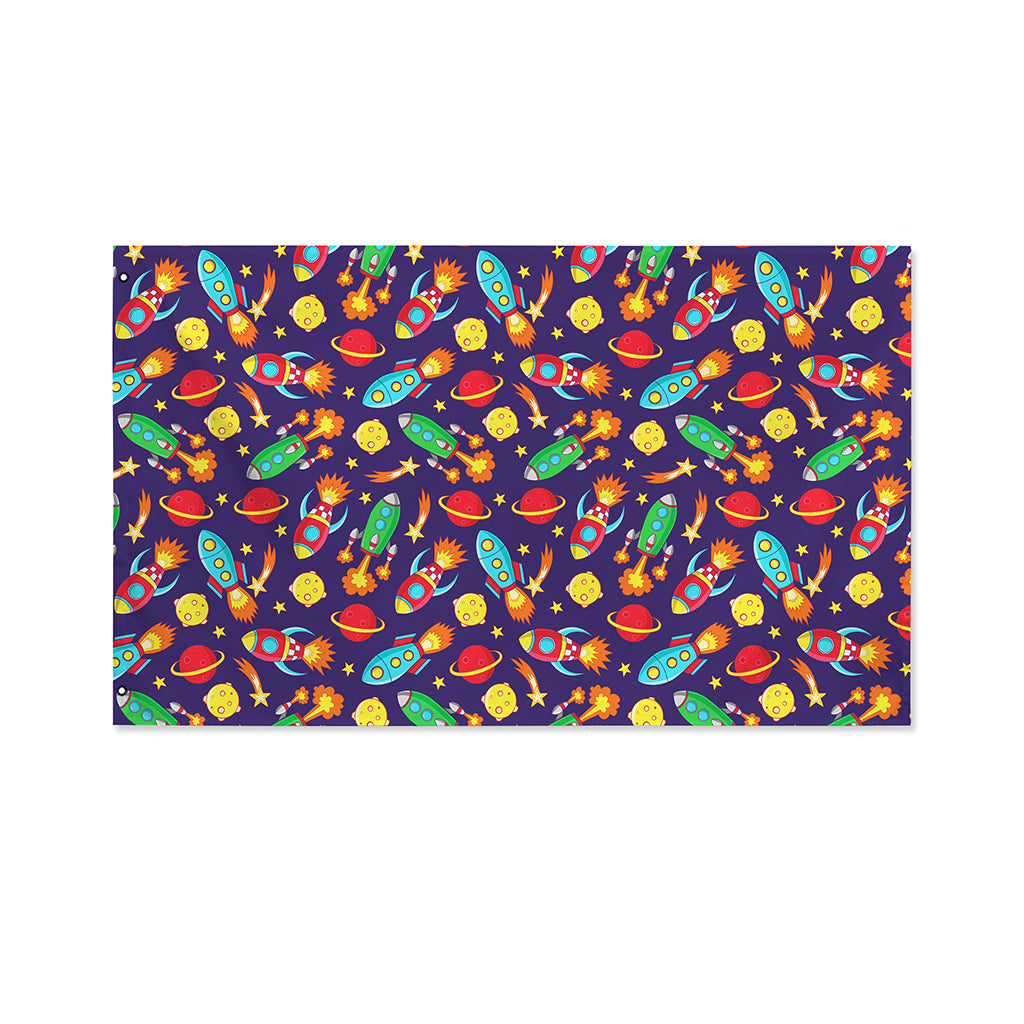 Space Rockets Pattern Print Polyester Flag