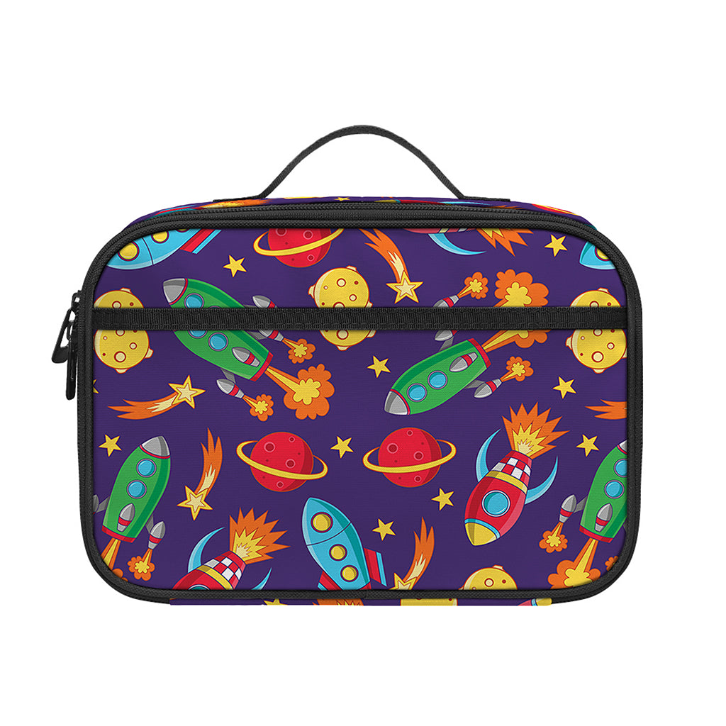 Space Rockets Pattern Print Portable Lunch Bag