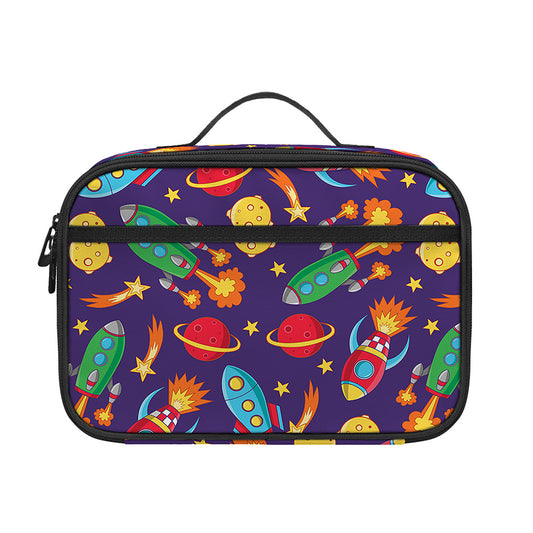 Space Rockets Pattern Print Portable Lunch Bag