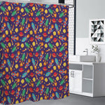 Space Rockets Pattern Print Premium Shower Curtain