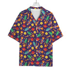 Space Rockets Pattern Print Rayon Hawaiian Shirt