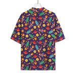Space Rockets Pattern Print Rayon Hawaiian Shirt