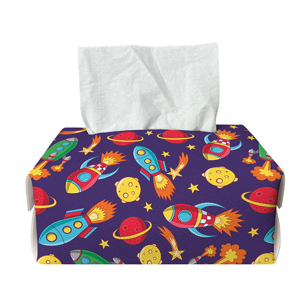 Space Rockets Pattern Print Rectangle Tissue Box Cover