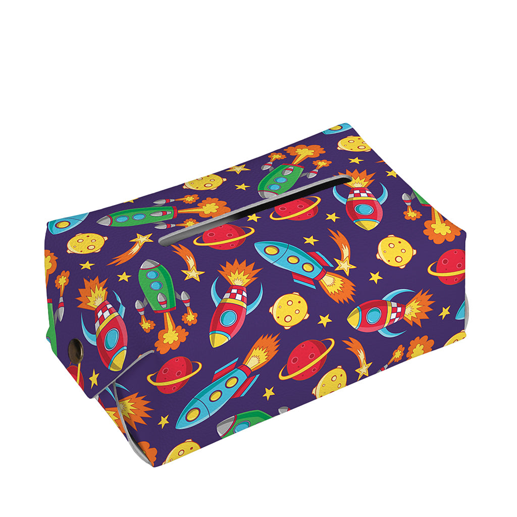 Space Rockets Pattern Print Rectangle Tissue Box Cover