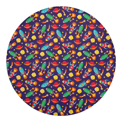 Space Rockets Pattern Print Round Blanket