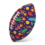 Space Rockets Pattern Print Rugby Ball