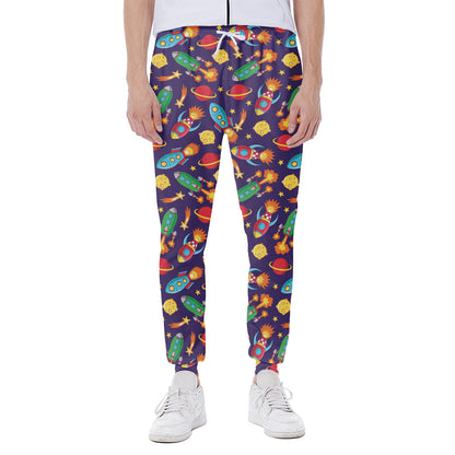 Space Rockets Pattern Print Scuba Joggers