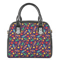 Space Rockets Pattern Print Shoulder Handbag