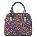 Space Rockets Pattern Print Shoulder Handbag