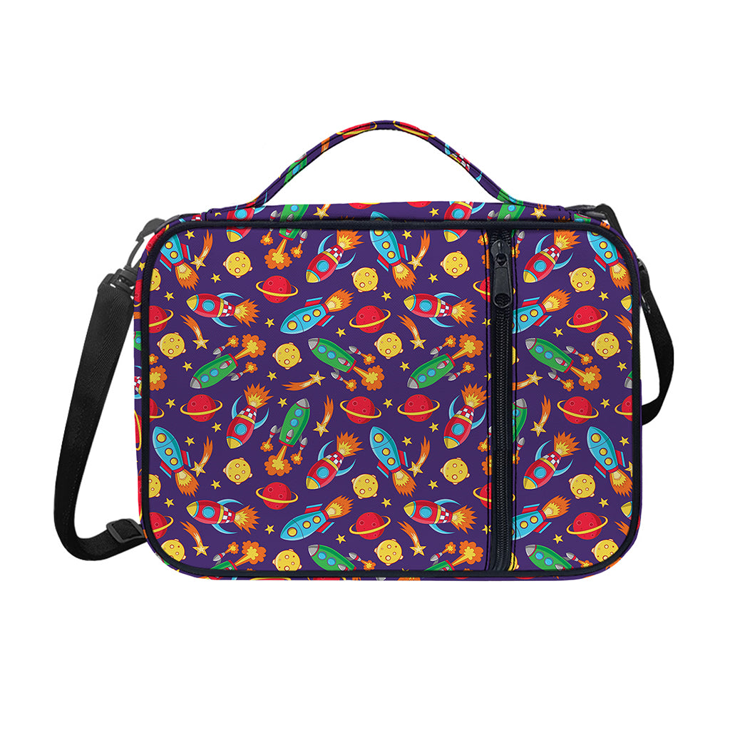 Space Rockets Pattern Print Shoulder Strap Bible Bag
