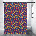 Space Rockets Pattern Print Shower Curtain