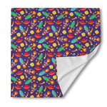 Space Rockets Pattern Print Silk Bandana