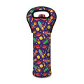 Space Rockets Pattern Print Single Neoprene Wine Tote