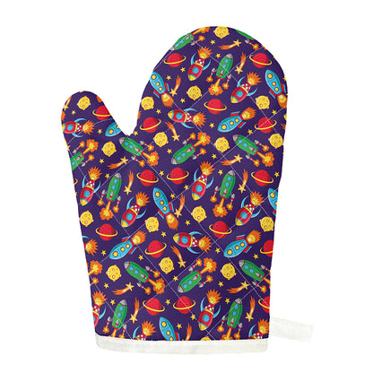 Space Rockets Pattern Print Single Oven Mitt
