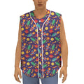 Space Rockets Pattern Print Sleeveless Baseball Jersey