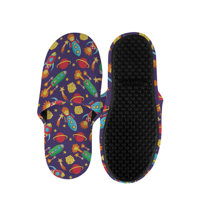 Space Rockets Pattern Print Slippers