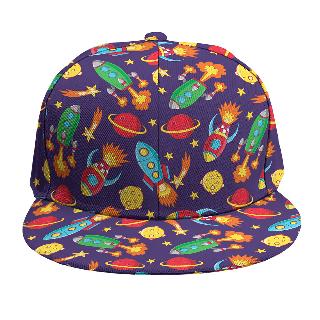 Space Rockets Pattern Print Snapback Cap