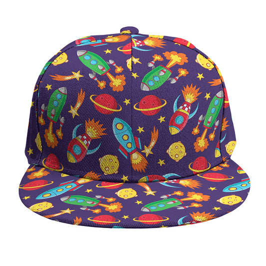 Space Rockets Pattern Print Snapback Cap