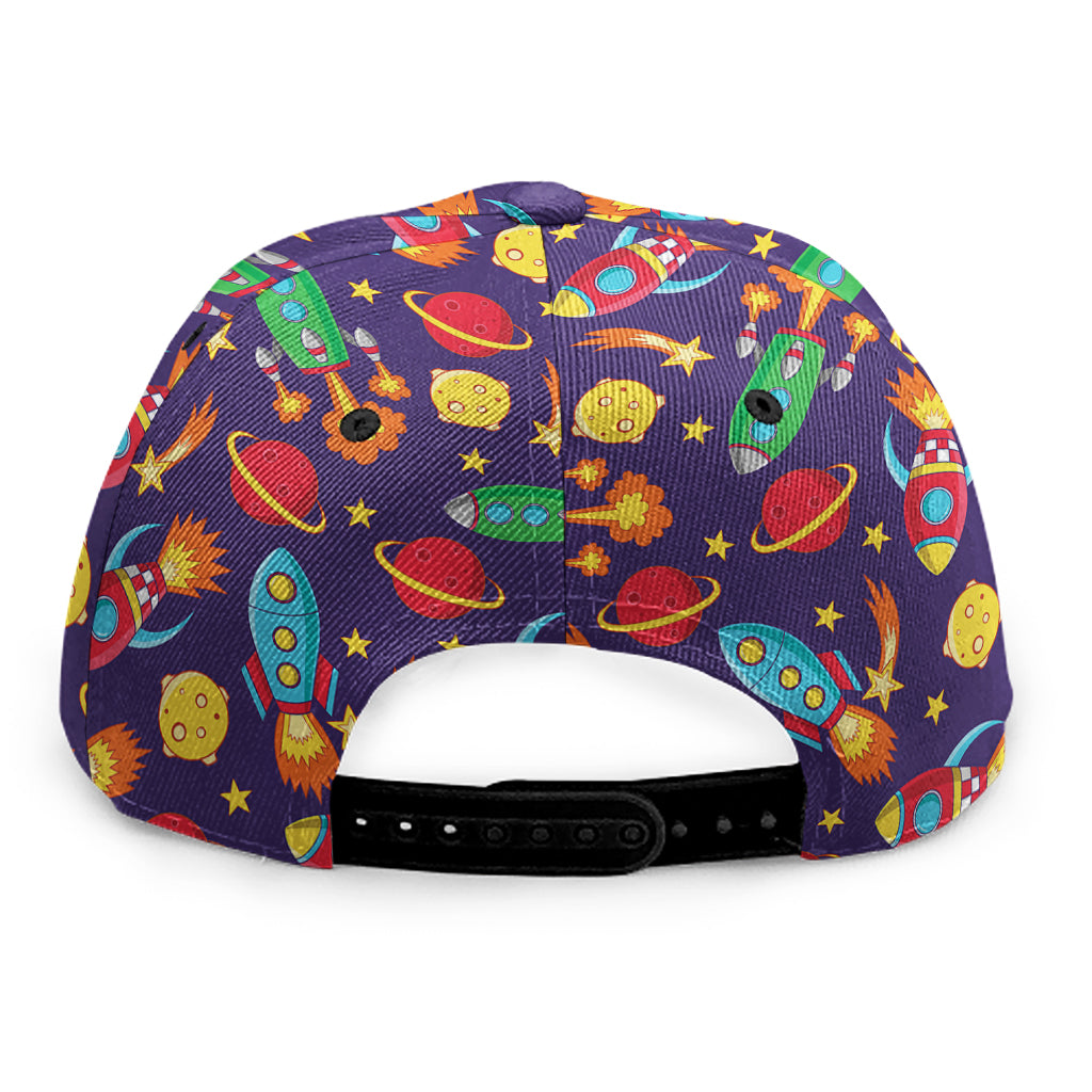Space Rockets Pattern Print Snapback Cap