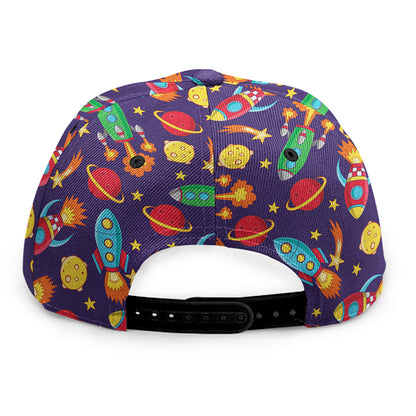 Space Rockets Pattern Print Snapback Cap