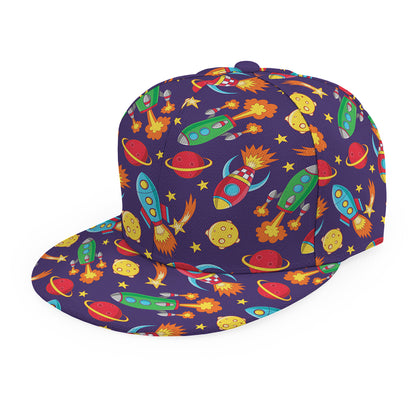 Space Rockets Pattern Print Snapback Cap