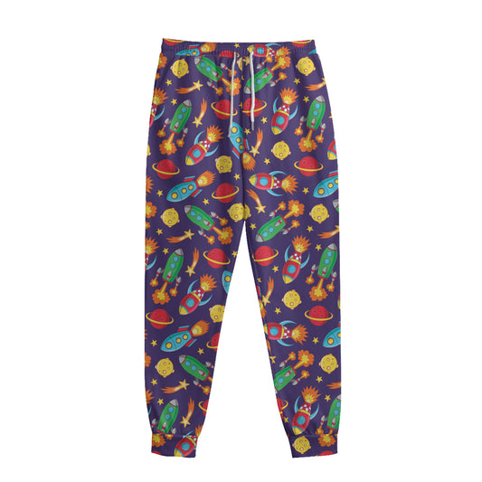 Space Rockets Pattern Print Sweatpants