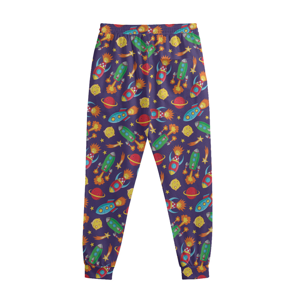 Space Rockets Pattern Print Sweatpants
